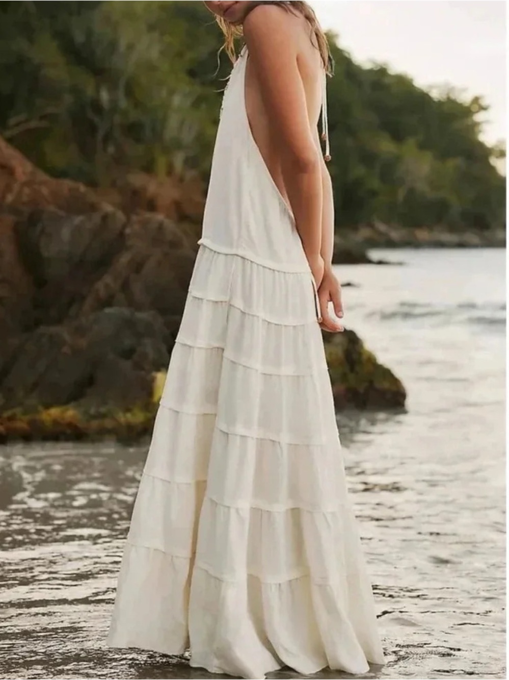 Free People Somewhere Sunny Drop-Waist Maxi Dress in Cream New Without Tag - Picture 2 of 7